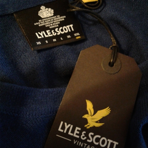 NWT LYLE & SCOTT Cotton merino wool crew jumper Pullover sweater man XXL Indigo - Picture 4 of 6